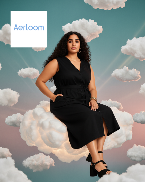 Aerloom Black Buttoned Dress Women