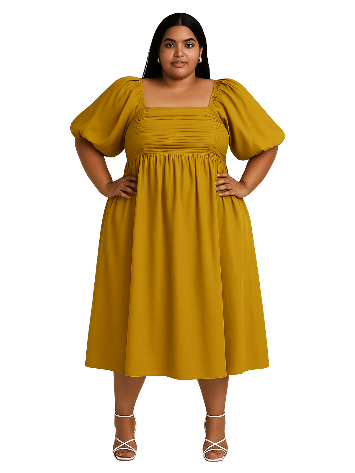 Aerloom Mustard Ribbon Dress Women
