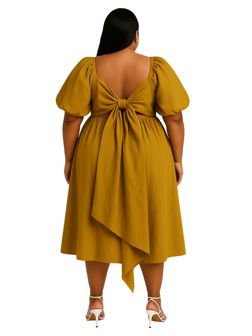 Aerloom Mustard Ribbon Dress Women